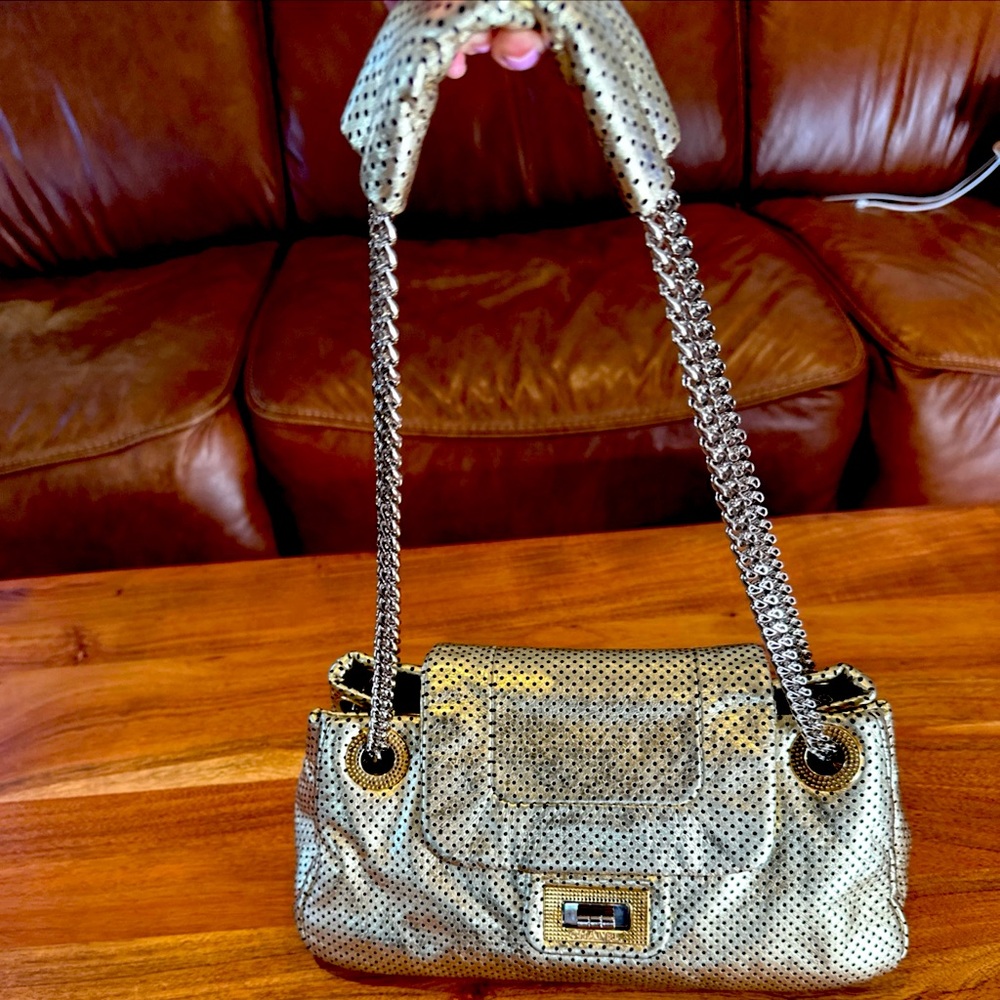 *SOLD* Chanel Gold Drilled Perforated Leather Large Accordion Flap Bag